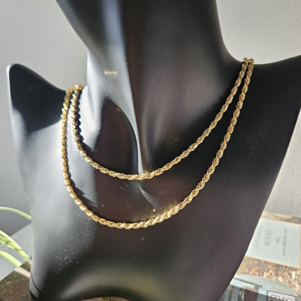 Elegant Vermeil Rope Chain Necklace - 18k on 925 Sterling Silver